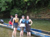 Boarding motorboat canoe at end of Chagres Challenge rafing